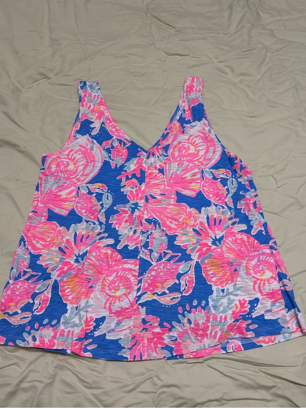 Lilly Pulitzer Pink & Blue Floral V-Neck Tank